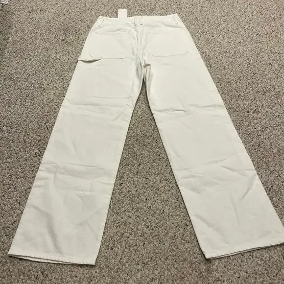 NWT Alexa Chung for Madewell Workwear Jeans Sz 26 True White Utility Denim Flare & Wide Leg